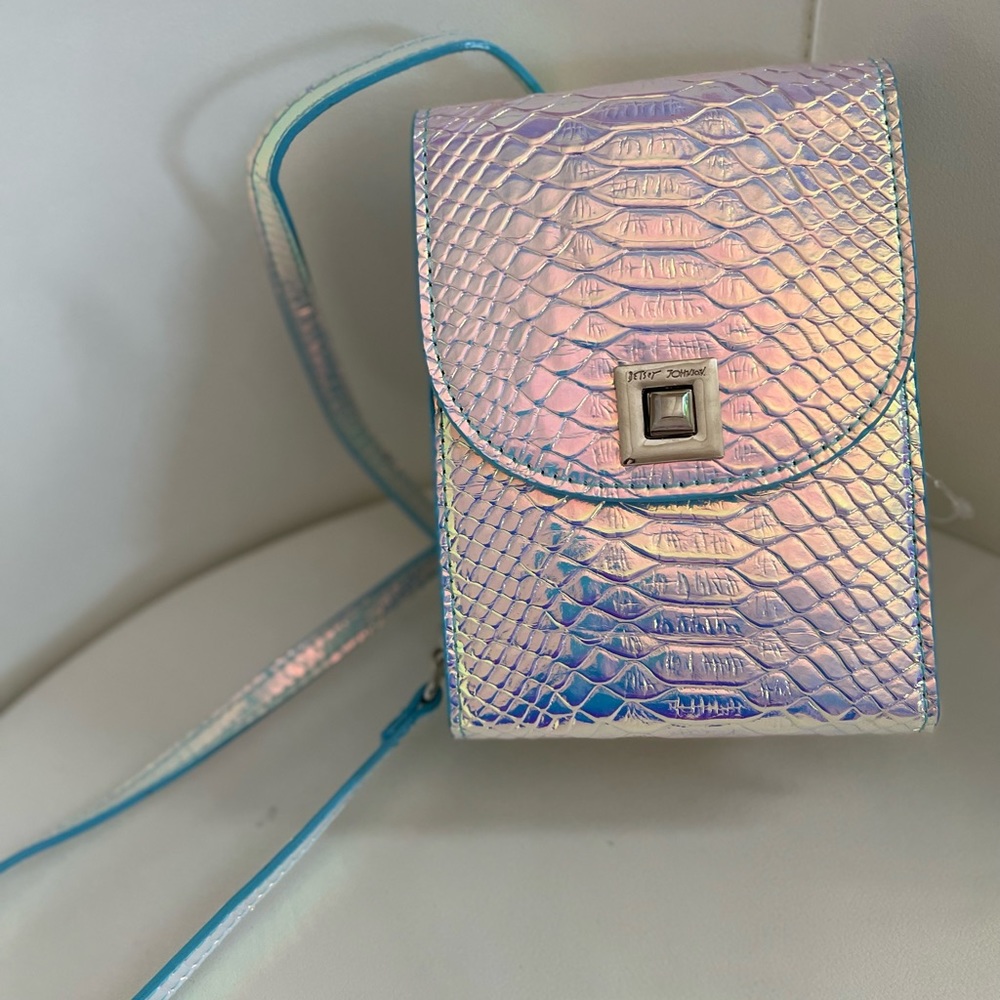 Betsey Johnson metallic unicorn wallet purse crossbody chrome